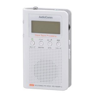 【中古】AudioComm AM/FM デジタル選局（DSP）ラジオ受信機 ホワイトオーディオコム RAD-F6228M-W(07-7909