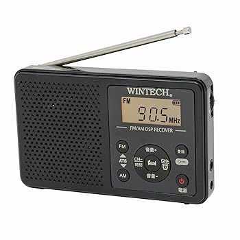 【中古】WINTECH 目覚まし時計時辰儀付 AM/FMデジタルチューナーラジオ 黒いこと W98xD19xH60粍 DMR-C620