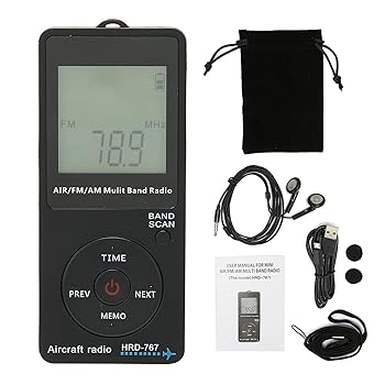 【中古】【未当て嵌める】Dechoga 携帯型ラジオ受信機 HRD-767 AmFmラジオ受信機傍受機飛行機ダンス楽隊自動小銃ワット数オフFM/AM/AIRラジオ受信機 イヤホンバッテリー稼動 飛行無線電話傍受機 エア湖ヴァン