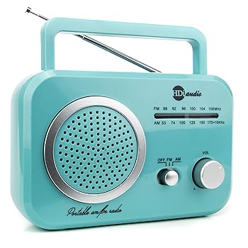 【中古】【未使用】Radio Teal/Silver プレミアム ホーム ヴィンテージ ポータブル レトロ ラジオ クラシック AM/FMラジオ 内蔵スピーカー + ヘッドホンジャック付|AJIMURA-SHOP