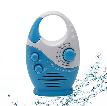【中古】シャワーラジオ、バスルームラジオAM FM、防水ハンギングシャワーラジオ音量調節可 ブルー