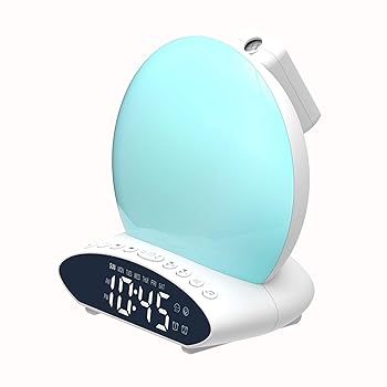 【中古】【未使用】多機能 LED目覚まし時計 光目覚ましライトめざまし時計 大音量 自然音 日の出＆日没再現 アラーム＆スヌーズ機能 付き FMラジオ搭載 クロックラ