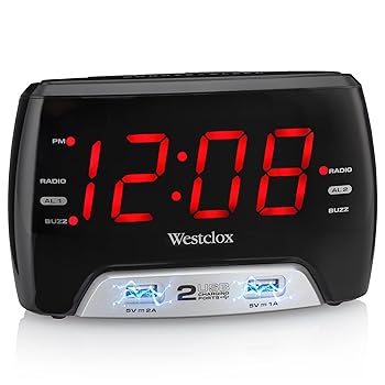 【中古】【未当て嵌める】Westclox 大型1.4in赤いことLEDデジタルFM時辰儀ラジオ受信機 デュアルUSB A\u0026C申し受ける界面付き添い人、明るさ自然調整能力のある、デュアルアラーム、スリープタイマー その他-家電