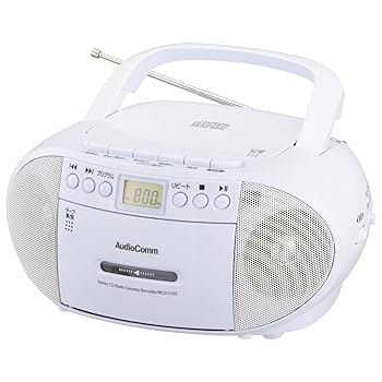 【中古】【未使用】オーム電機 AudioComm CDラジオカセットレコーダー ホワイト RCD-570Z-W 03-0772 OHM