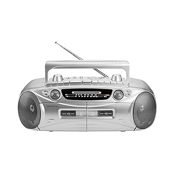 【中古】WINTECH ダブルラジカセ WCT-2 シルバー マイク入力端子/ヘッドホン端子搭載 ACコード(付属)/電池(別売り)2電源対応 ダビング機能|AJIMURA-SHOP