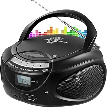 【中古】ポータブルCDプレーヤー AM/FMラジオ CDラジカセ CD/CD-R/CD-RW, USB/SD/AUX 多機能プレーヤー バッテリー/AC電源対応 LCD液晶ディスプレイ ステ｜AJIMURA-SHOP