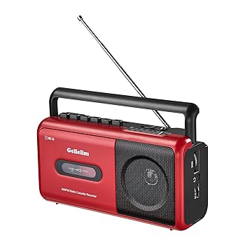 【中古】Gelielim ラジカセ FM/AM/ワイドFM対応 カセットテープ再生/録音 ポータブルカセットプレーヤー AC100V/乾電池仕様 ホワイト（紅色）