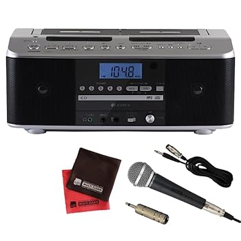 【中古】【未当て嵌める】カラオケ仕掛ける身寄り用 東芝 CDラジカセ しろがね色 TY-CDW991(S) ダイナミックマイク 取り替えっこ繋ぎ 差し交わす付き添い人 4点仕掛ける
