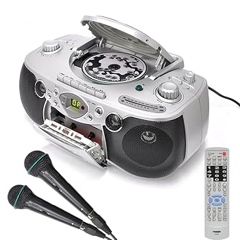 【中古】DVDラジカセ VS-M004 カラオケ/専用マイク2本付属 歌も映画も音楽もテレビにつないで楽しめる多機能マルチプレーヤー/FM/AMラジオ