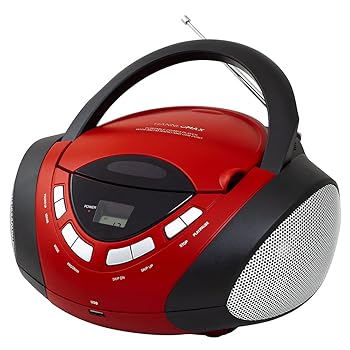 【中古】【未使用】HANNLOMAX HX-320CD CD/MP3 ブームボックス、AM/FMラジオ、MP3再生用USBポート、Aux-in、LCDディスプレイ、AC/DC デュアル電源 (レッド/ブラック