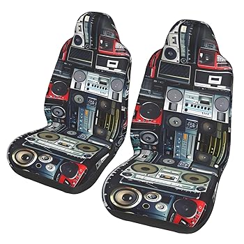 【中古】QQLADY ビンテージ ラジオ壁 ラジカセ カーシートカバー 車両シートプロテクター カーシートクッションカバー ユニバーサルフロントシート保護マ