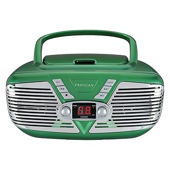 【中古】【未使用】Proscan PRCD211-GREEN レトロポータブルCDラジオブームボックス AM/FMラジオ付き(グリーン)|AJIMURA-SHOP