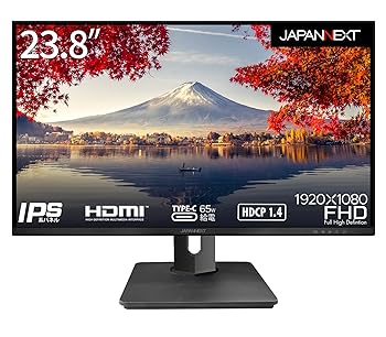 【中古】JAPANNEXT 23.8in 管する 盛りだくさん固定ディスク 1920x1080解像力 IPS 見せびらかす (HDMI/USB-C 給電 (65W) / 金棒引き内蔵/高さ調節する/回転させる(中軸)機