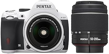【中古】RICOH デジタル一眼レフ PENTAX K-50 DAL18-55mmWR・DAL50-200mmWRダブルズームキット ホワイト K-50 WZOOM KIT WHITE 10952