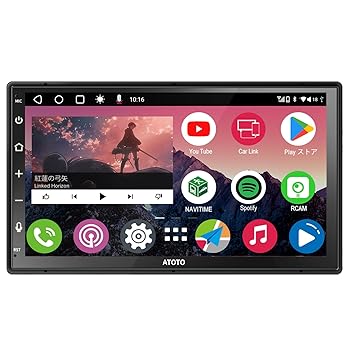 【中古】ATOTO A6 PF Android オーディオ一体型ナビ、2DIN カーステレオ 7インチ QLEDタッチパネル、ワイヤレスCarPlay & ワイヤレス Android Auto、ミラ