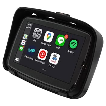 【中古】【未使用】5インチ バイク用 防水 ポータブル ディスプレイオーディオ ワイヤレス CarPlay AndroidAuto PDA-05B