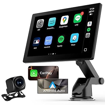 【中古】【前後2カメラ搭載】9インチ車載モニター ワイヤレスCarPlay&Android Auto対応 オンダッシュモニター オーディオ一体型 全画面タッチスクリーン
