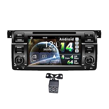 【中古】Egosonic Android 14 カーラジオ BMW E46 3シリーズ 1999-2004 オクタコア (4+64GB) インダッシュDVDプレーヤー 7インチタッチスクリーン、ワイ