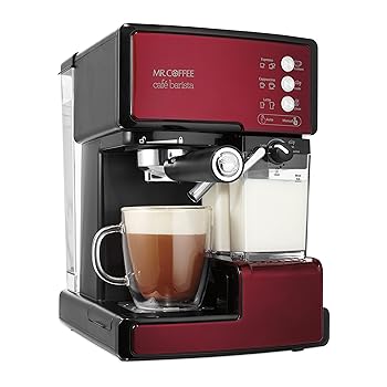 【中古】【未使用】Mr. Coffee Cafe バリスタ エスプレッソとカプチーノメーカー レッド - BVMC-ECMP1106