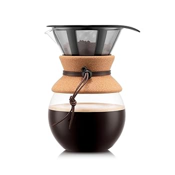 【中古】BODUM ボダム 珈琲製造業者 ドリッパー POUR OVER プアオーバー ドリップ 珈琲製造業者 1000ml キルク ステンレス鋼水漉し ガラスビー