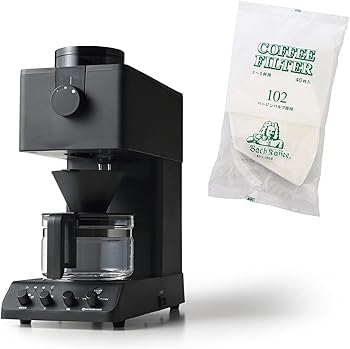 【中古】【未使用】ツインバード 全自動 コーヒーメーカー ミル付 3杯用 日本製【WEB限定】 カフェバッハオリジナルフィルター(3~5杯用) 40枚×2セット付 CM-D457B-