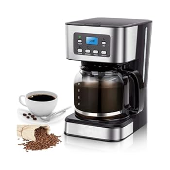 【中古】Auyyhui コーヒーメーカー 半自動コーヒーマシン ドリップコーヒーマシン 1.5L 大容量 24 時間予約保温機能付き 紅茶・ブラックコーヒー対応 家