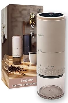 【中古】【未使用】【バリスタ監修】 電動コーヒーミル コードレス 【タッチパネル操作x挽き目39段階カンタン調整】 Leggero コーヒーミル コニカル式 USB 充電式|AJIMURA-SHOP