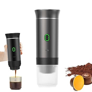 【中古】携帯型電動エスプレッソコーヒーマシン、3はたご屋1無線電話15突っ張り翦断応力ミニ珈琲製造業者、申し受ける式珈琲製造業者、RV、山歩き用挽