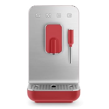 【中古】【未当て嵌める】Smeg(スメグ) 全自動小銃珈琲機関 水蒸気付き添い人 黒いこと BCC02RDMUS 全粒豆圧砕機 Titan Renewお水貯蔵タンク