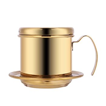 【中古】【未使用】Zixyqol Zixyqol本物 ステンレススチール ベトナムコーヒー ドリップフィルター - こ プレミアムメーカー(ゴールド)