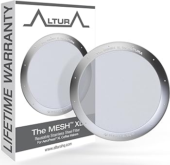 【中古】メッシュXL:AeroPress XLコーヒーメーカー用の再利用可能な金属フィルターペーパーフィルターはもうありません。