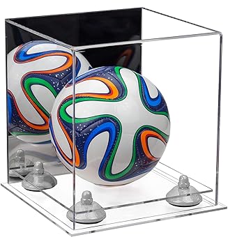 【中古】【未当て嵌める】Better Display Cases アクリル樹脂ミニ - 細密画(フルサイズではありません) サッカーボールディスプレイケース 鏡鑑付き添い人 ホワイトライザー
