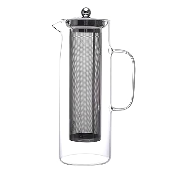 【中古】【未使用】コーヒーコールドブリューワー 家庭の冷たい耐熱性ガラス耐火性ケトルと蓋鋼の漏れているコーヒーグラスコールドブリューイングポットコールドエ