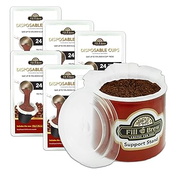 【中古】Fill 'n Brew 個別使い捨てコーヒーポッドカップ、キューリグK-Cupコーヒーメーカー、144個の充填可能なカップ、フィルター、蓋と一緒に使用