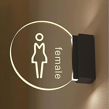 【中古】LEDトイレサイン、ウォールマウントアクリルWcサイン、レディースメンズバスルーム照明オフィス、ホテル、ショッピングモール、企業、バスルーム