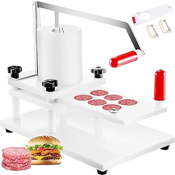 【中古】商業用パティ製造機、1.5kg大型ホッパー付きハンドプレスハンバーガー製造機、デスクトップ固定設計、生産能力：42PCS、パティ重量：39-41g｜AJIMURA-SHOP