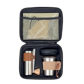 【中古】HKGFAYO 付属の手作りコーヒーセット、手振り豆グラインダー、アウトドアキャンプ用ポータブル