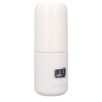 【中古】ポータブルミルクウォーマー、母乳、粉ミルク、水用のコードレス高速哺乳瓶ウォーマー、400mlのトラベル電気ケトル、コードレス加熱＆屋外用一定
