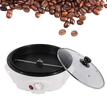 【中古】コーヒーロースターマシン、1200W電動珈琲豆ロースター、身寄り用木ノ実ロースター、焦げ付き押しとどめるポット付き添い人、電気容量800g、0-240℃体温合わせる、コ