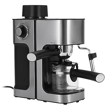 【中古】【未使用】カプチーノメーカー 250ml 5バールエスプレッソコーヒーメーカー自己模様のスチームカップ温暖化機能ステンレススチールヘッド (色 : Silver, Si