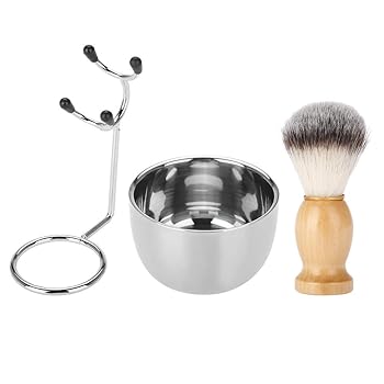【中古】【未使用】プロのシェービング体験を提供するためのシェービングブラシとボウル、ひげ剃りセット、安全カミソリスタンド