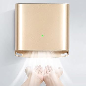 【中古】自動誘導ハンドドライヤー、1250W 電気浴室ハンドドライヤー、調節可能な温冷、キッチン、浴室、トイレ用の業務用ハンドドライヤー、ゴールド