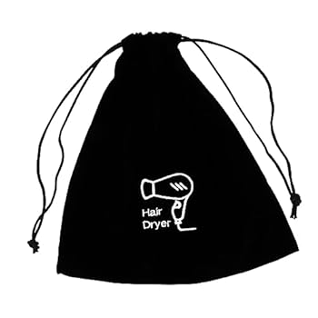 【中古】【未使用】HONMEET 1個 収納ポーチ レティースバッグ noir フリース ヘアオーガナイザー収納 ジュエリーバッグ 製品 普遍的な ドライヤー巾着ポーチ 巾着袋
