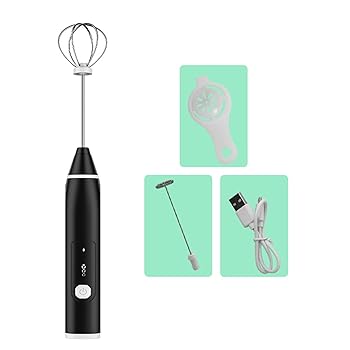 【中古】【未使用】食品混合 ハンドヘルドミキサー、家庭用3スピード電動卵泡立て器、ワイヤレス充電式ミルク泡立て器、キッチンベーキングに最適