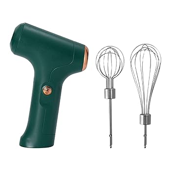 【中古】【未使用】ポータブルハンドミキサー電動泡立て器卵ビーターコードレスケーキ離乳食用, 緑 2 ロッド, 10×15.5 cm