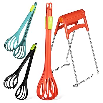 【中古】【未使用】HEALEEP 3個 やけど防止クリップ プレートリフター ブレンド混合用の泡立て器 ハンドミキサービーター エッグブレンダー 手動泡立て器 ハンドブ