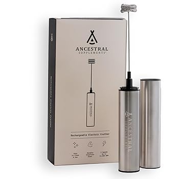 【中古】Ancestral Supplements 泡立て棒、充電式電動ハンドミキサー、ミルク、コーヒー、抹茶ラテまたはプロテインシェイクブレンダー、ステンレススチ