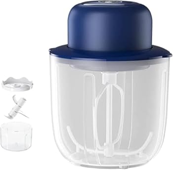 【中古】【未使用】生クリーム用収納ケースミルク泡立て器付き電動ミキサーホイップクリーム - ブルーダブルカップ
