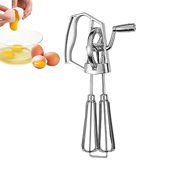 【中古】【未使用】手動卵泡立て器 - 手動ステンレススチール卵泡立て器 |人間工学に基づいたポータブルハンドミキサー、食器洗い機対応の卵泡立て器、ベーキング、