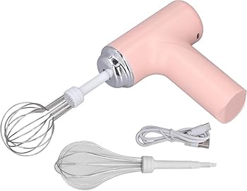 【中古】【未使用】ブレンダー 電動ミルク泡立て器 コードレス電動卵ビーター、3スピード調整可能なハンドヘルドミニクリームミキサー、2つの混合泡立て器付き、バ
